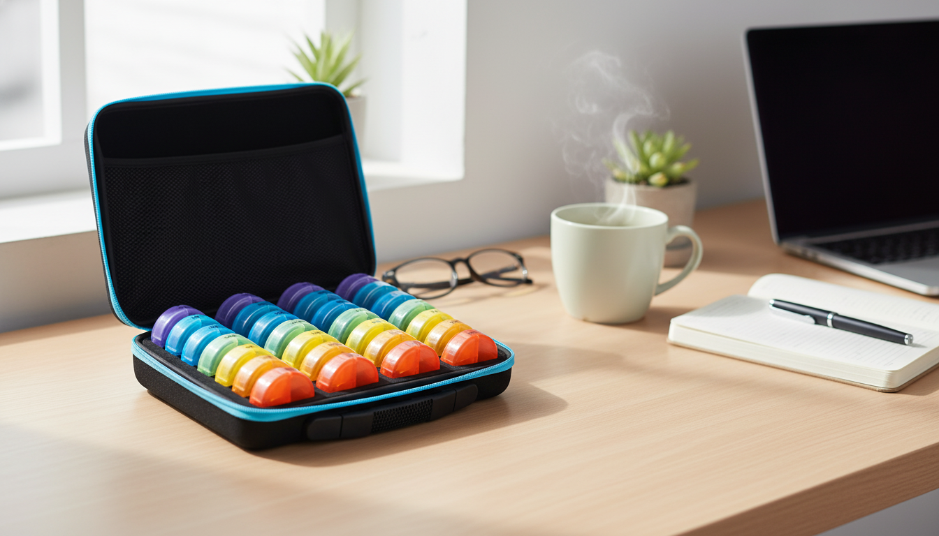 28-Day AM/PM Monthly Pill Organizer with Hard Case