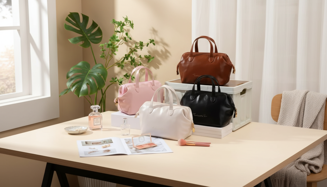 Luxury PU Leather Makeup Tote: Structured, Wipe-Clean
